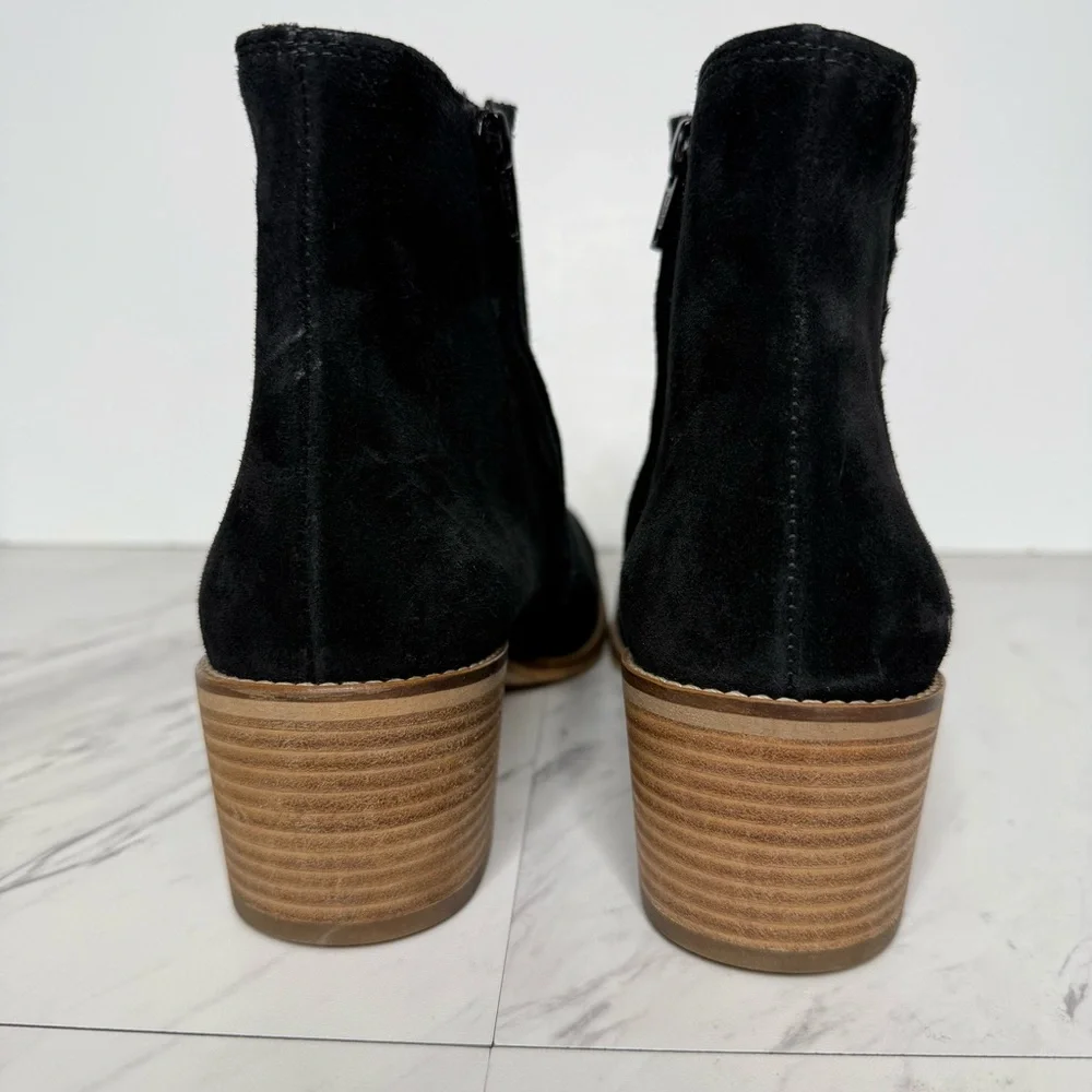 Paul Green Vienna Black Suede Stacked Heel Bootie 6 / 8.5